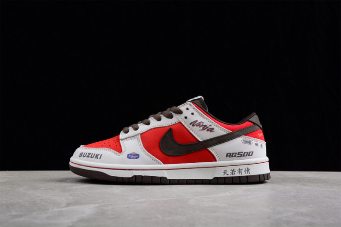 nike dunk low suziki sail red coffee re500-666